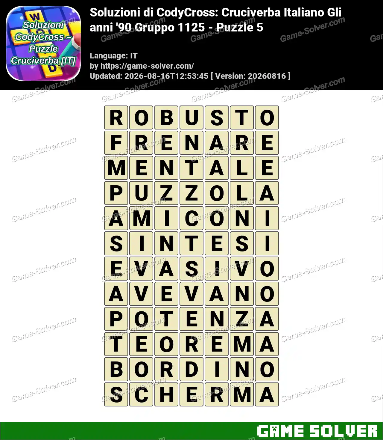 Soluzioni di CodyCross: Cruciverba Italiano Gli anni ’90 Gruppo 1125 – Puzzle 5